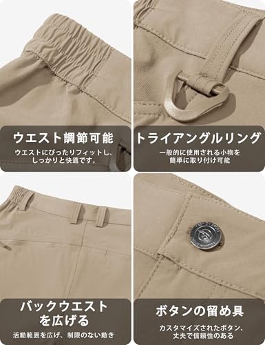 TACVASEN Men's Lightweight Cargo Pants for Spring and Summer, Chino Pants, Solid Color, Water-Repellent, Fishing, Workwear, Trekking, Khaki, Size 3XL