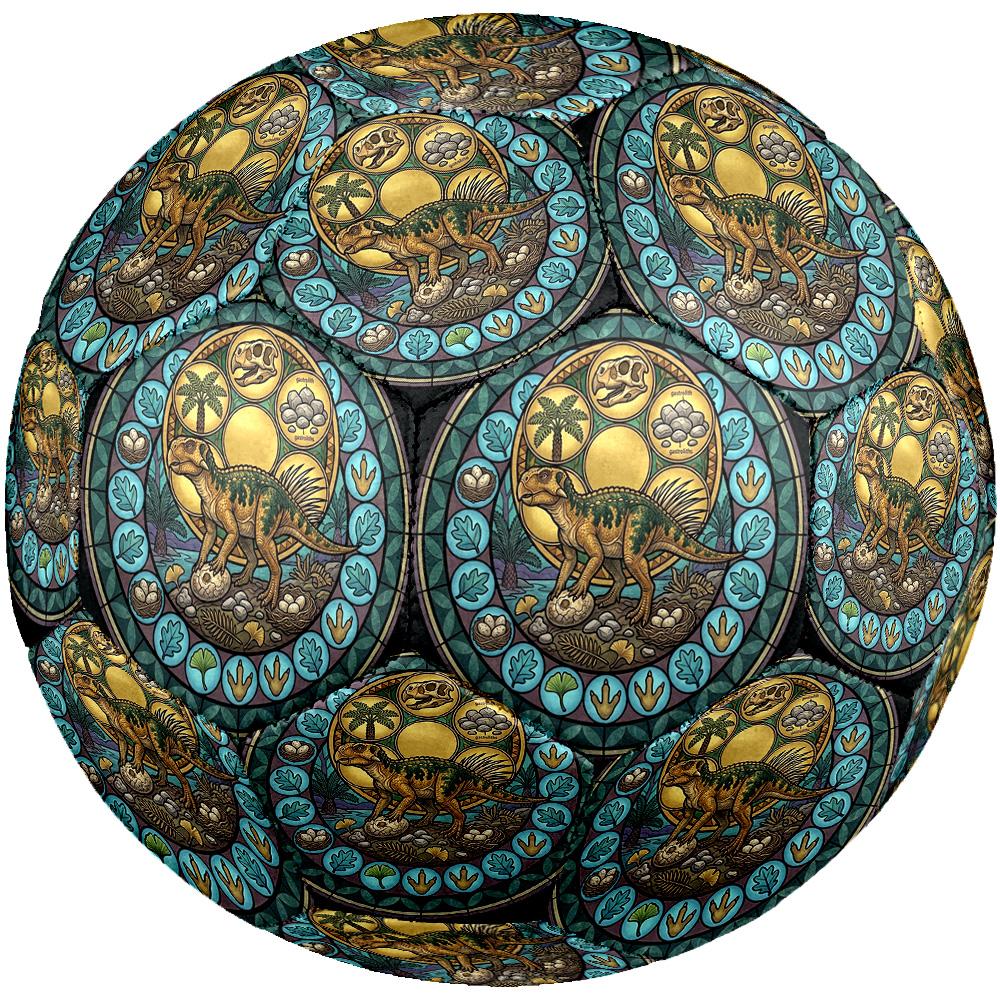 Dinosaur Glass Art Round Football Size 5 Adult Ball Suitable for Training Matches and Outdoor Team.