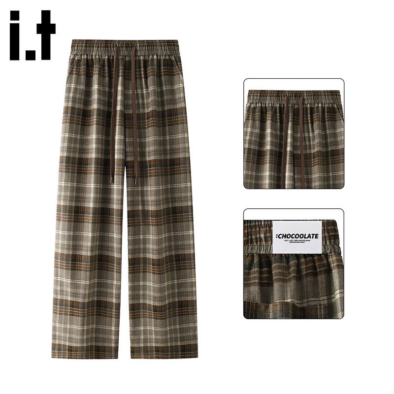 CHOCOOLATEit Men s Retro Plaid Wide Leg Casual Pants M