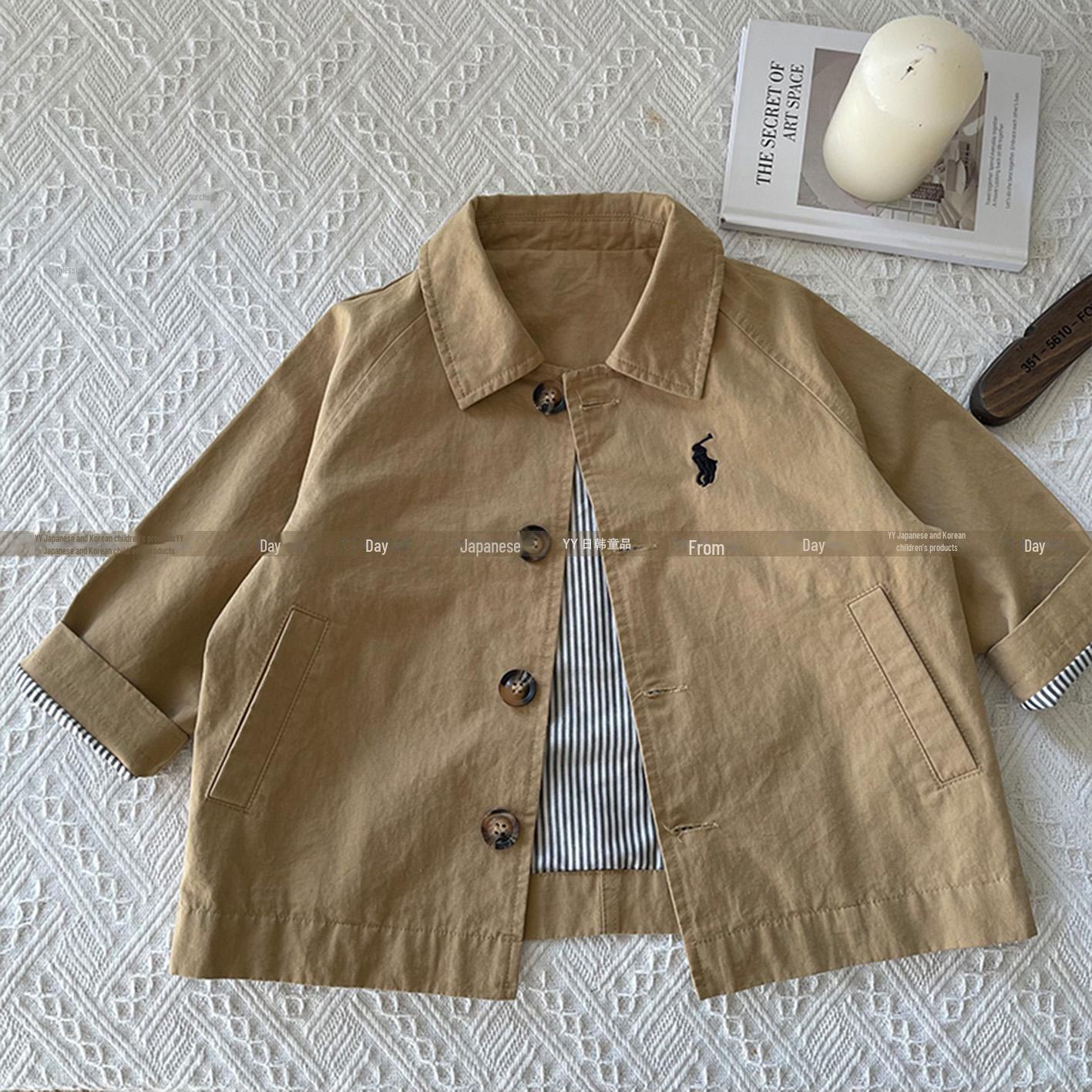 

Детская однотонная куртка-ветровка средней длины 2024 года на весну и осень 110