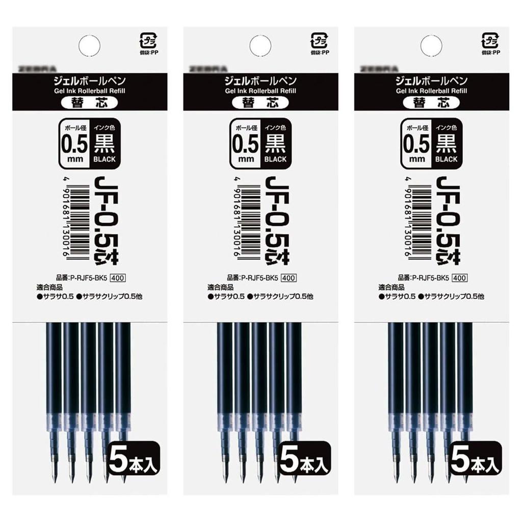 of 3 Sarasa Refill Black 5 pcs [Set bags] JF-0.5 P-RJF5-BK5