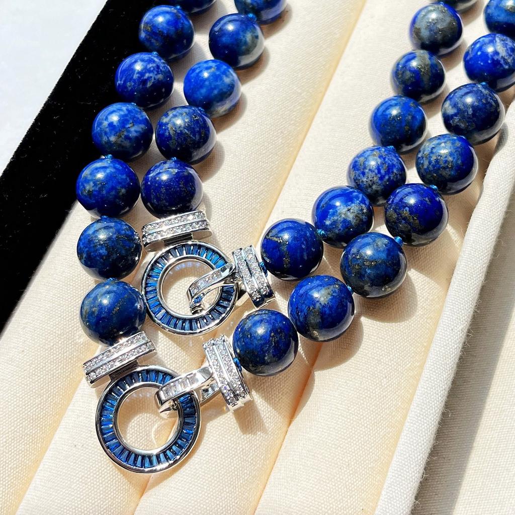 12Mm High Quality Large Particle Natural Lapis Lazuli Necklace Collarbone Chain