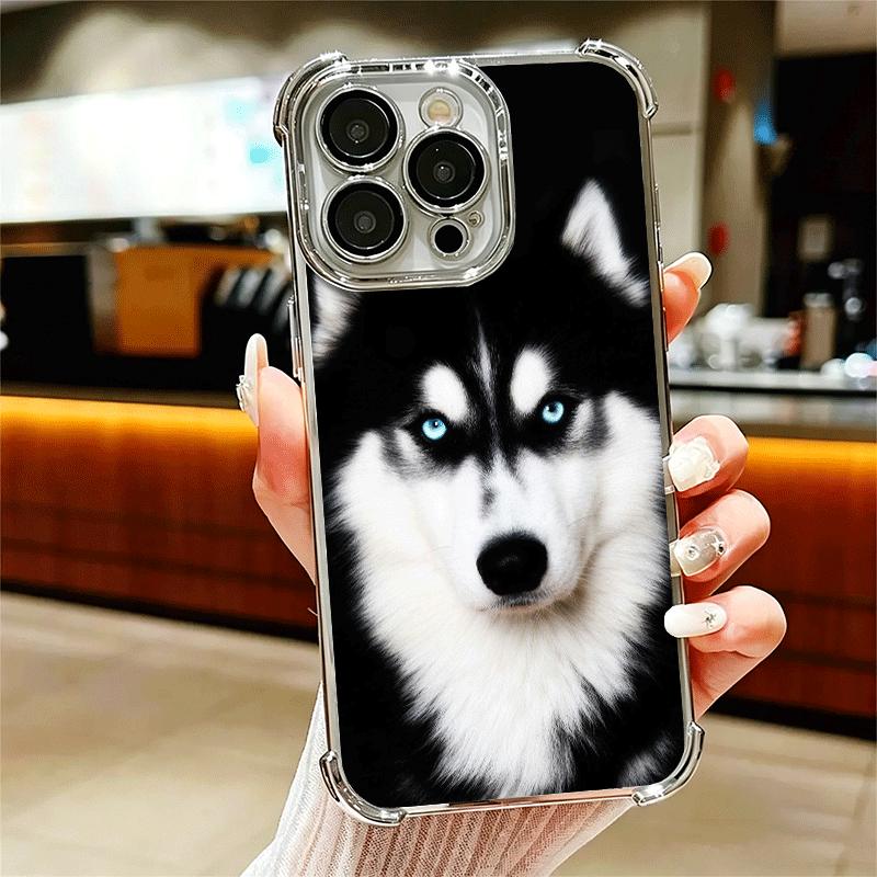 

Alaskan Husky Cute Dogs Plating Phone Case For Iphone 16 17 Pro Max Air 16E 14 15 Plus 12 13 Mini Anti-Fall Airabag Cover iPhone 16