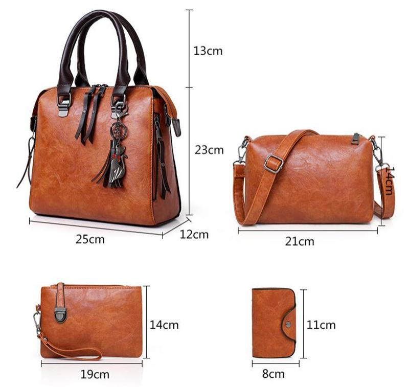 Yogodlns Luxury Brand 4 Psc/set Women's Handbags Large Capacity Crossbody Bag Ladies PU Leather Tote Fashion Shoulder Bags