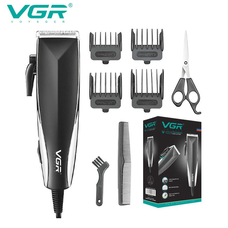 

VGR 033 Professional Corded Electric Hair Trimmer Hair Cutting Machine for Men Hair Clipper Shape Carving Stainless Steel Oil Head Electric Clippers чёрный