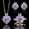 Jewelry Jewelry Set High Carbon Diamond Earrings Necklace Ring Heart Shape Design Fashion Women'S Jewelry Goods
