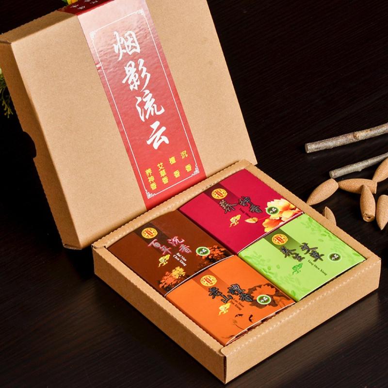 

Natural Backflow incense cones in Gift box 80pcs/lot mixed oversized sandalwood Woomwood cone incense Xmas Gift 4x20cones
