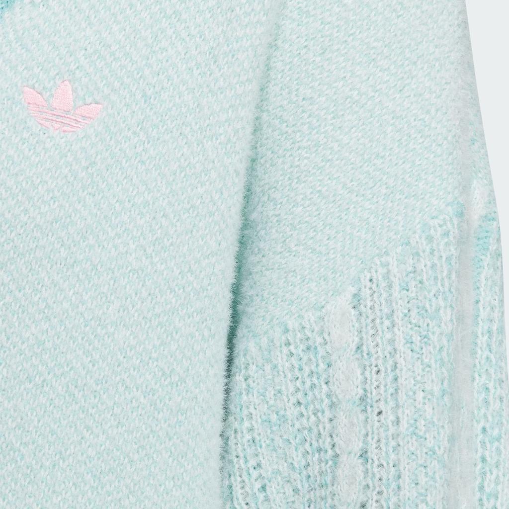 Adidas Originale SS24 V-Day Bestickter Buchstaben Colorblock Lässiger Strickpullover Damen Oberteile Mintgrün JE8281