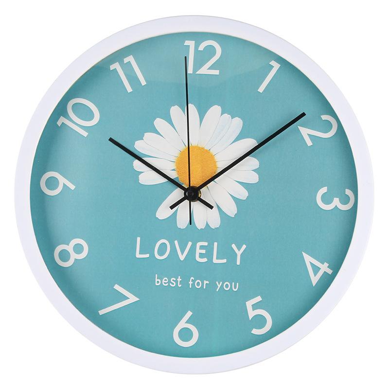 

Маленькие часы на стену в виде цветка ромашки, мультяшные, бесшумные, для гостиной, милые, простые, домашние часы, идея для подарка 30CM [Chrysanthemum Style] 4