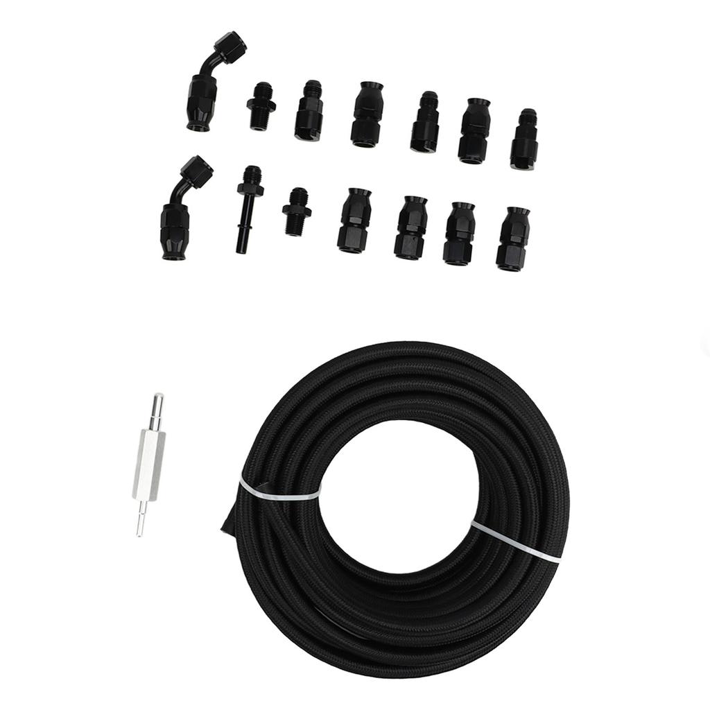 6AN 3 8in Fuel Line Fitting Kit Flexible PTFE Nylon Oil Gas Fitting Hose Fit For LS Swap EFI System