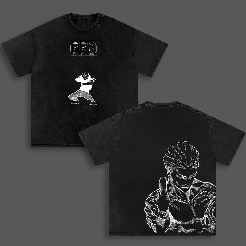 Anime Jujutsu Kaisen Hakari Kinji Graphic T Shirt Men Short Sleeve Clothing Oversized Tshirt Washed Cotton Tee Harajuku T-shirt