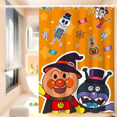 CUTE A-Anpanman 1pc Pattern Shower Curtain Plus Hooks Waterproof Machine Washable Polyester Fabric Abstract