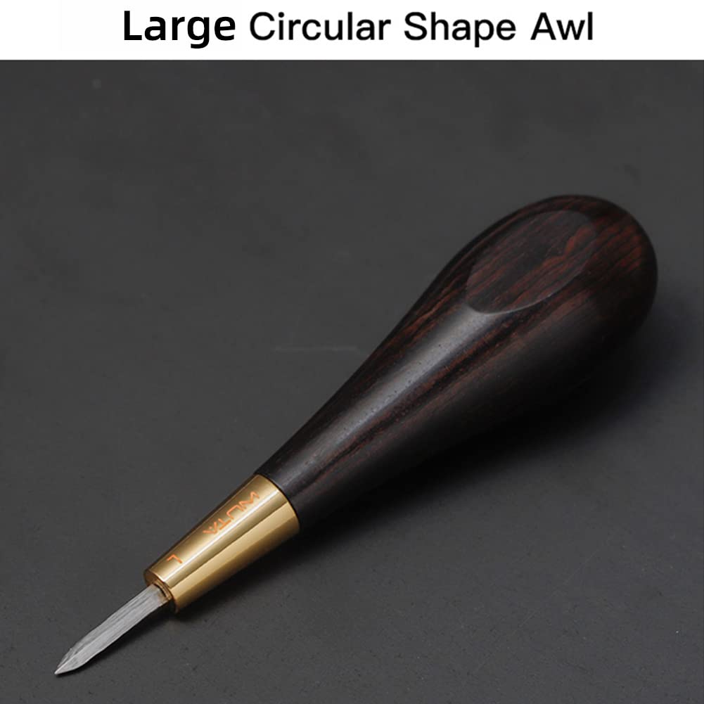 WUTA S M L 3 Sizes Diamond Shape Stitching Awl Ebony Black Wood Handle Leather Craft Sewing Awl Kit Handmade Sewing Tools DIY Stitcher 1 Set Taper, (3