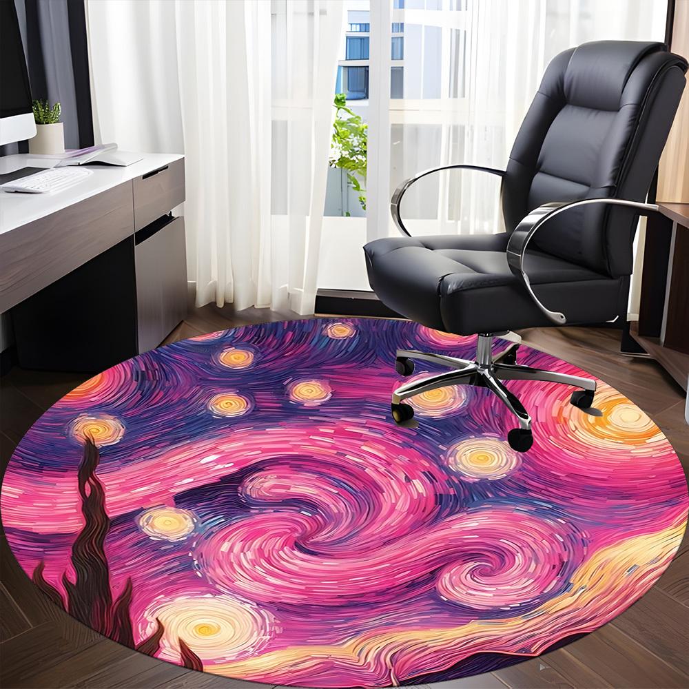 1PC Spiral Galaxy Office Round Area Rug, Indoor Mat Suitable ForOffice, Under Office Chairs Bedroom Living Room Home Decor, Room Deco f049