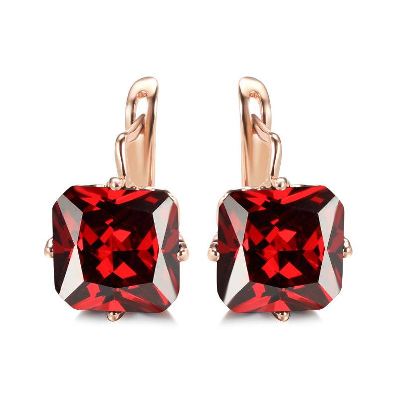 

1 пара больших квадратных серег с синим цирконием для женщин, свадебные серьги золотого цвета с этническим узором, изысканные ювелирные изделия красный