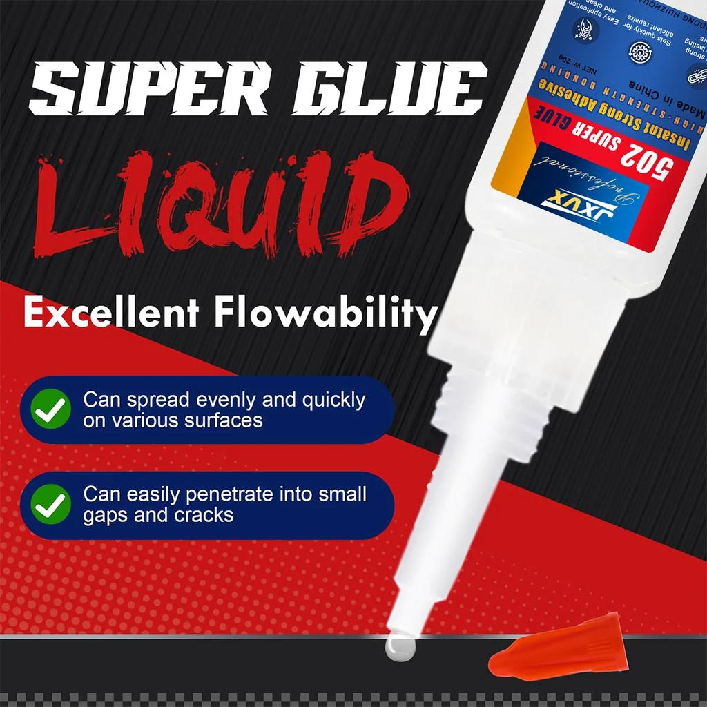 Super Strong Cyanoacrylate 401/502 for Metal and Plastic, 20 G - 5S Instant-Curing Super Glue for Tool Repair