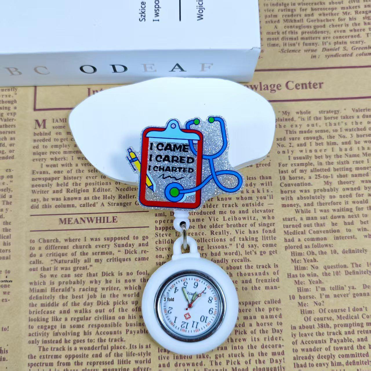 Shiny Cartoon Nurse & Doctor Badge Reel with Retractable PVC Pocket Watch Clip