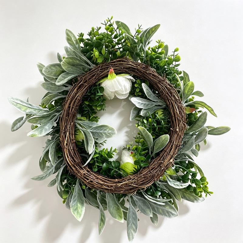 Spring Faux Peony & Eucalyptus Wreath for Home, Front Door, Kitchen, Living Room, Bedroom & Outdoor Decor