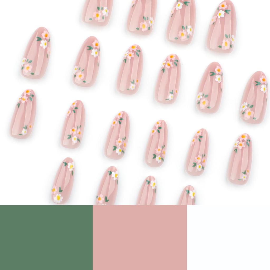 Simple Ins Style Wearable Almond False Nails - Spring/Summer Art Tips