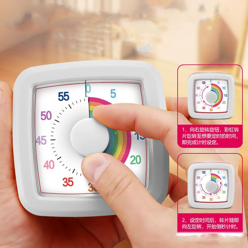 Square Student Timer Learning Reminder Alarm Clock Time Management Desktop Rainbow Countdown Portable Timer