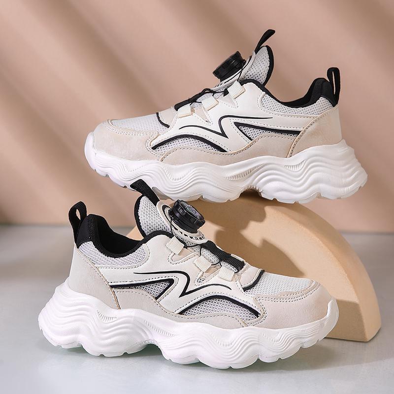 Kids Breathable Mesh Sneakers With Rotating Buckle Boys Girls Sport Shoes US 11.5