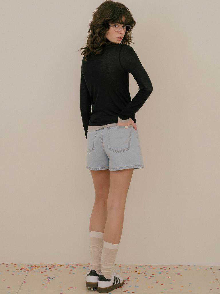 Peulibeo07 Essential Cotton Denim Shorts_Light Blue
