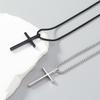 Two European and American Trendy Brand Hip-hop Men's Titanium Steel Cross Pendant Necklace Fashionable Daily Commuter Couple Accessories with Chain