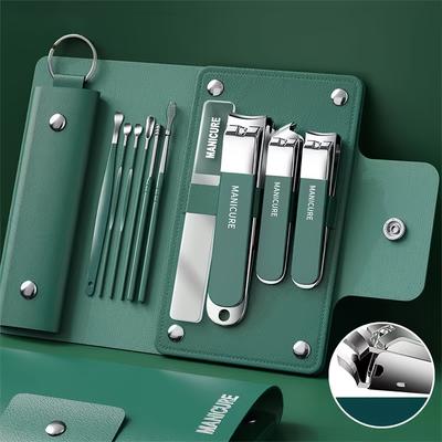 6Pcs Portable Manicure Sets Pedicure Kits Bright Black Nail Clipper Set Personal Care Tools Eyebrow Scissors