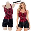 Cosplay Costume Obsession Nikki Women Role Play Halloween Party Horror Movie Zebra Halter Top Faux Leather Shorts