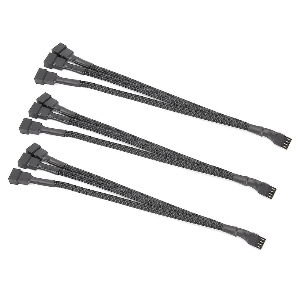 3Pcs Extension Cable 1 To 3 Way Splitter Sleeved 4Pin To 4Pin 3Pin 3Pin Adapter
