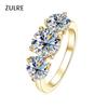 Wholesale Moissanite Ring 14K Gold Filled Bridal Anniversary Gift Claw Setting Round Three Stone Engagement Ring for Men Women