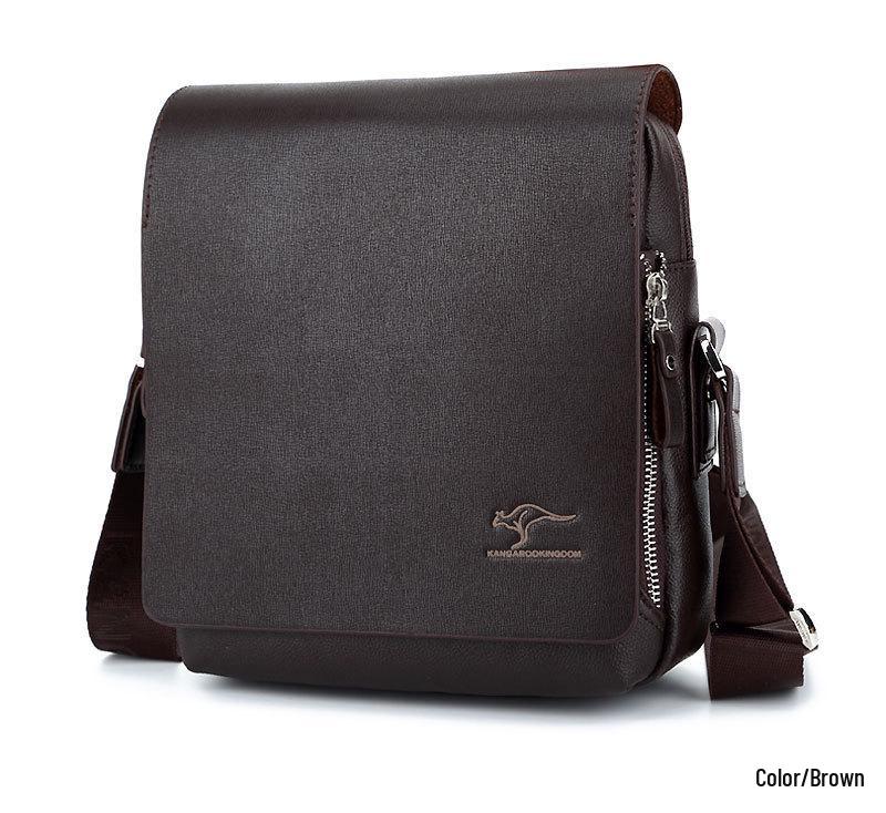 

2018 Men s Fashion Kangaroo PU Leather Waterproof Crossbody Business Bag коричневый
