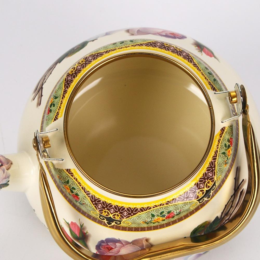 Ceainic emailat în formă de pară, floral, emailat, ulcior pentru ceai, ceainic retro pentru apă