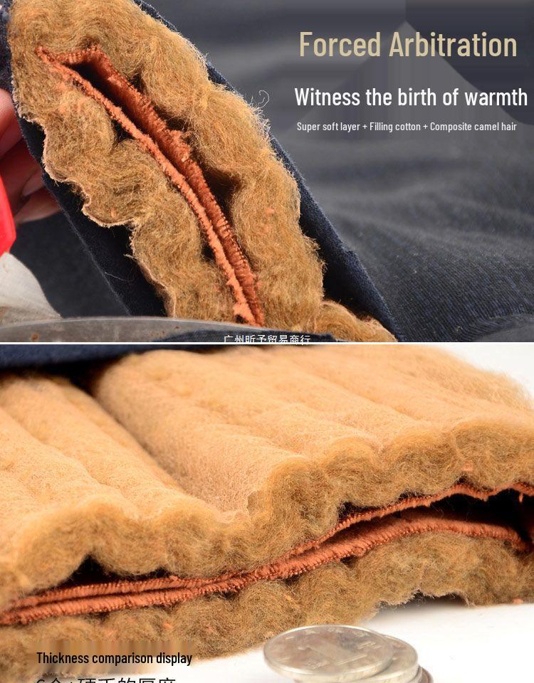 Men's Winter Warm Set: Cotton-Padded Jacket and Pants for Seniors – Fleece-Lined, Camel Down, Ideal for Dad or Grandpa.