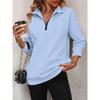 Felpa da donna con mezza zip e maniche lunghe, vestibilità ampia, casual, tinta unita, top pullover