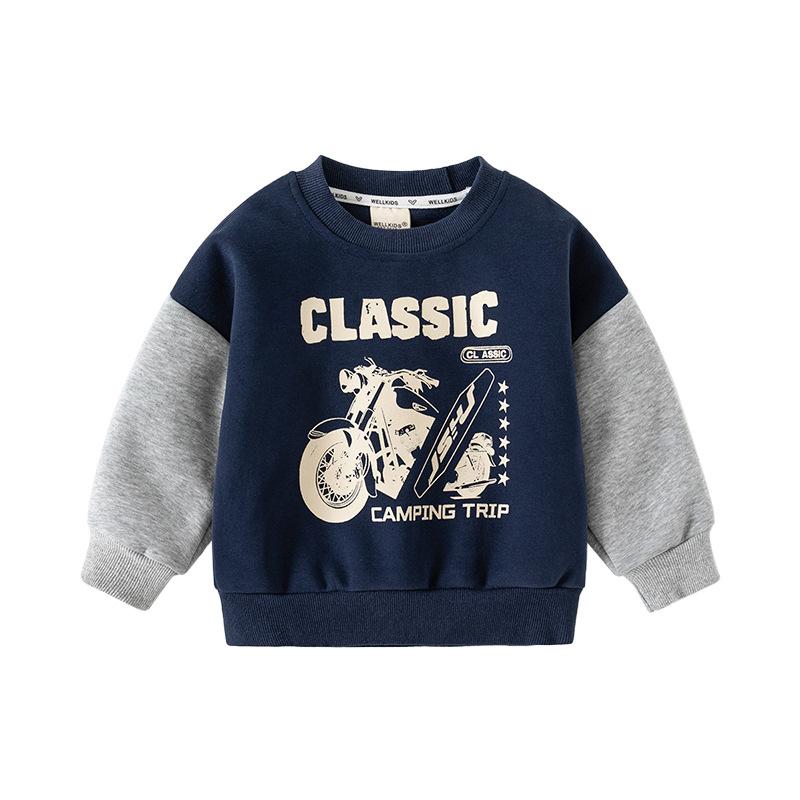 Korean Version of Children's Clothing Autumn Boys' Fake Two-piece Sweater Baby Loose Top Children's Sleeve Top
