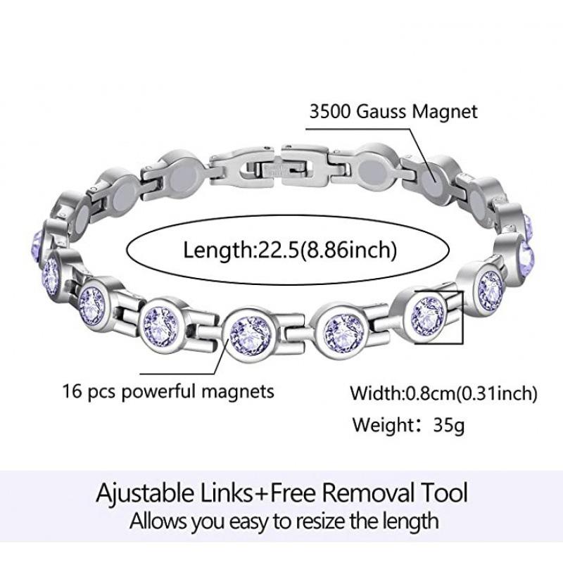 Healthy Therapy Energy Hologram Germanium Bracelets Magnetic Crystal Bracelets Bangles for Women Rhinestone Jewelry Accessories