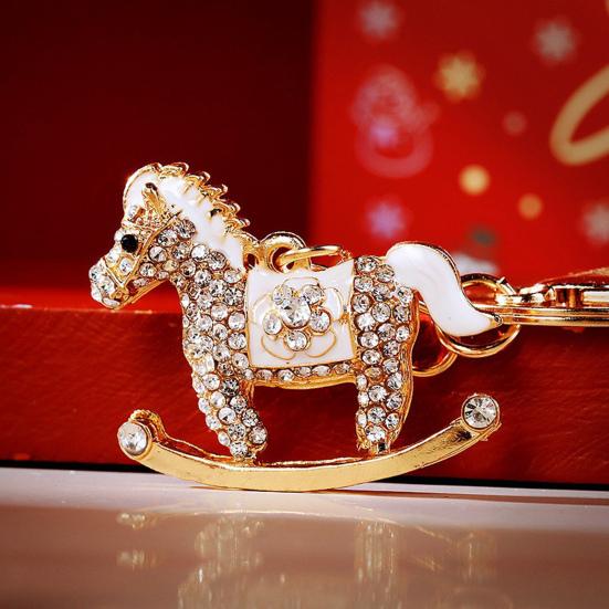 Keychain Sparkling Rhinestones Inlay Horse Design Key Chain Pendant Decorative Lucky Charm Bags Backpacks Cars