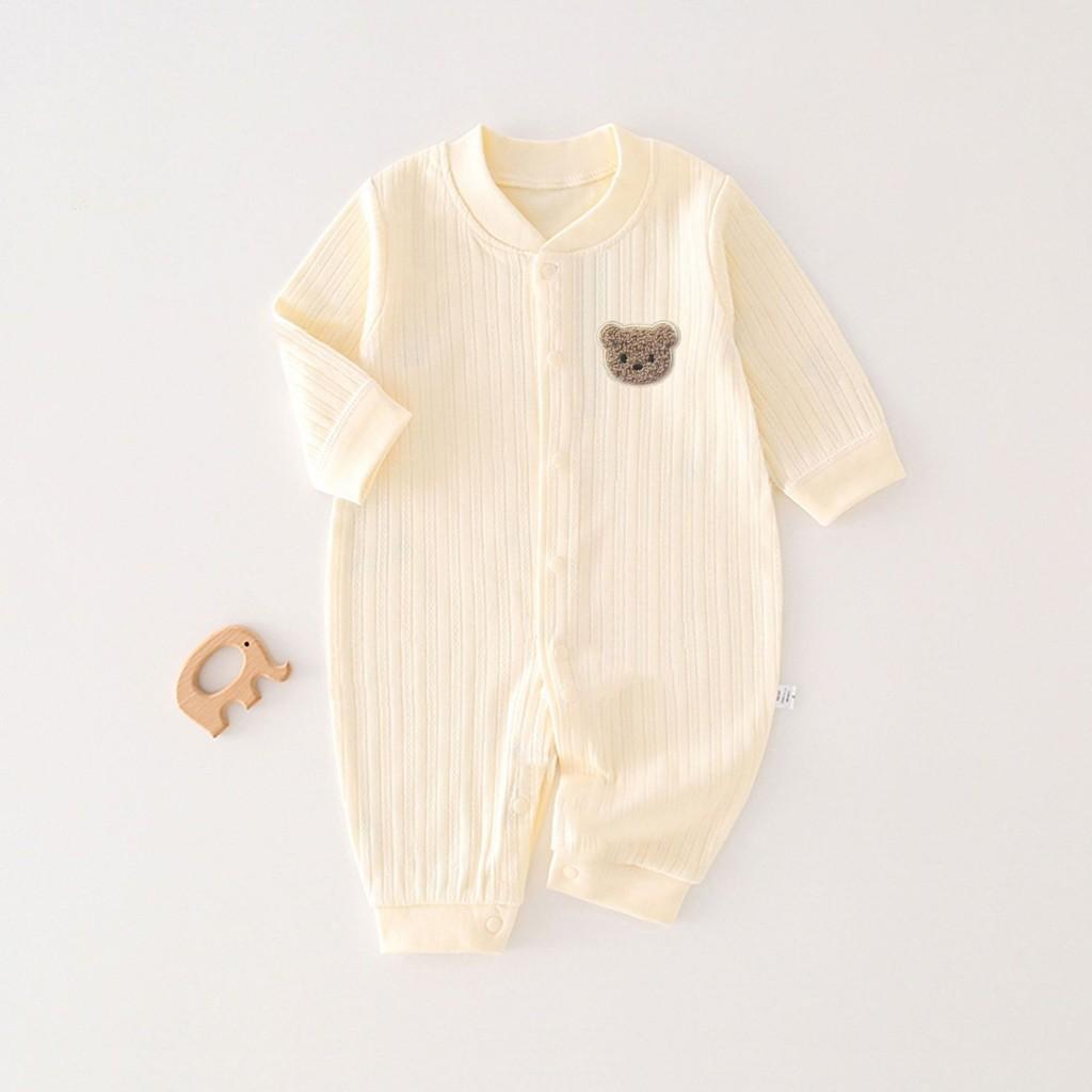 Baby-Strampler mit Langarm, Bären-Hase-Auto-Zitronen-Print, aus Baumwolle, für Neugeborene und Säuglinge