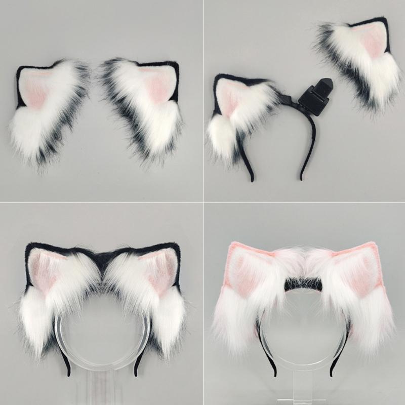 Electric Cats Foxes Ears Hairhoop Headwear Movable Animal Ears Headbands Halloween Christmas Cosplay Costume Accessory