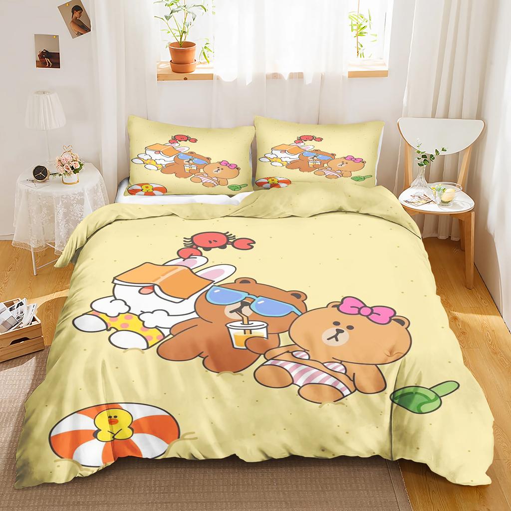 LINEFRIENDS Anime Σπίτι Υπνοδωμάτιο Άνεση Σκανδιναβικό πολυεστερικό υλικό κατάλληλο για παιδιά και ενήλικες Σετ 3 τεμαχίων