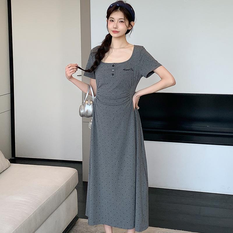 2026 Polka Dot Short Sleeve Maternity Dress - French Slimming Trendy Style 2XL