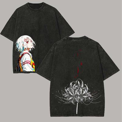 Tokyo Ghost JUZO SUZUYA T-shirt Vintage Manga Washed Oversized T Shirt Men Women Clothing Short Sleeve High Quality Cotton Tees