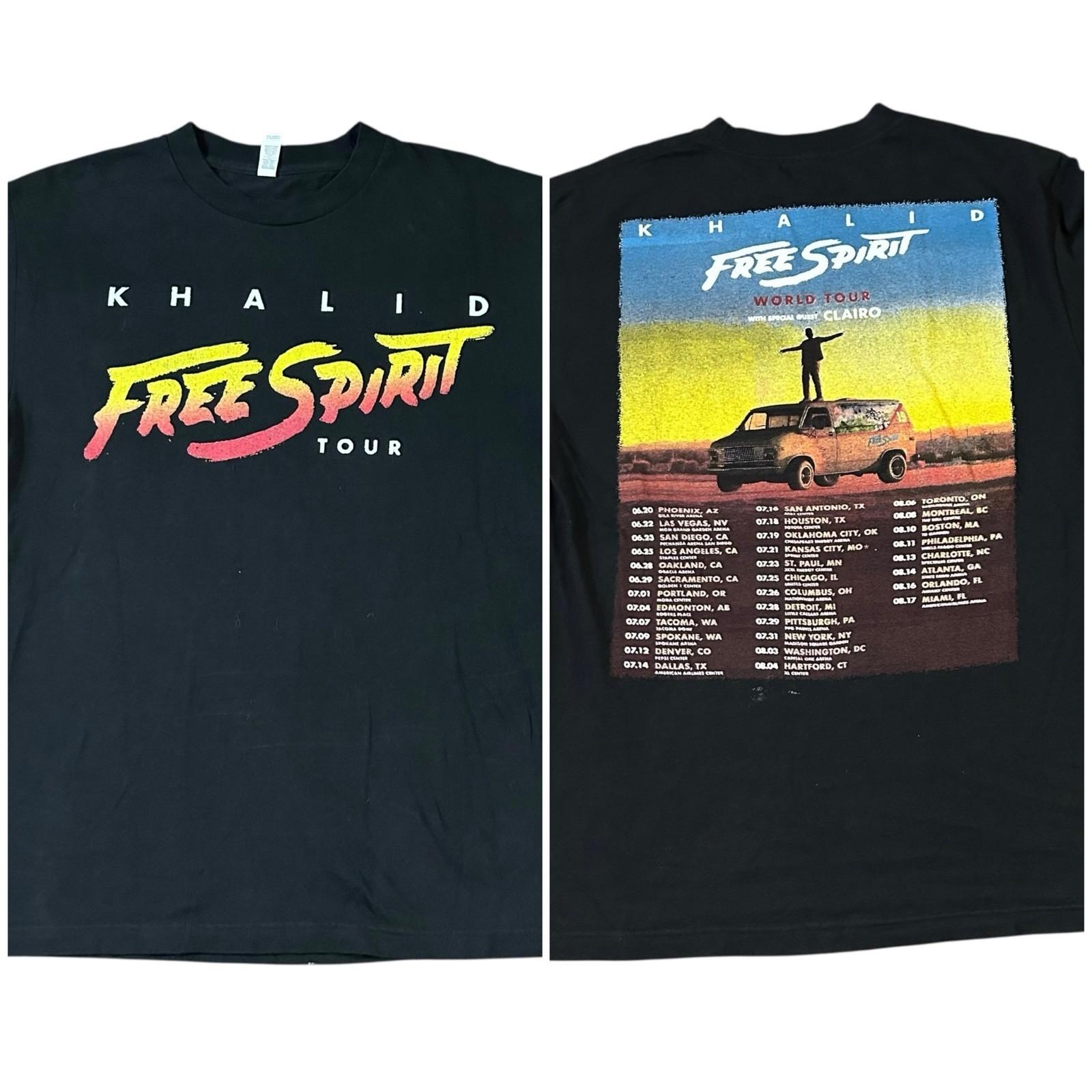Khalid Free Spirit Tour T-Shirt Adult Size M Black Short Sleeve 2019 Unisex T-Shirt XXL