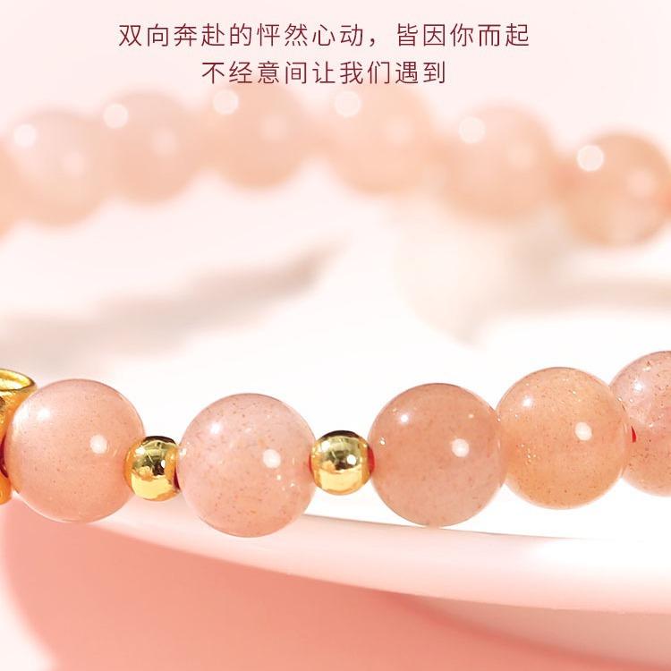 Elegant Sunstone Bracelet for Women, Crystal Single Mascot, Attractive Peach Blossom Petal Bracelet