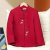 Women's Festive Chinese Style Red Wool Coat