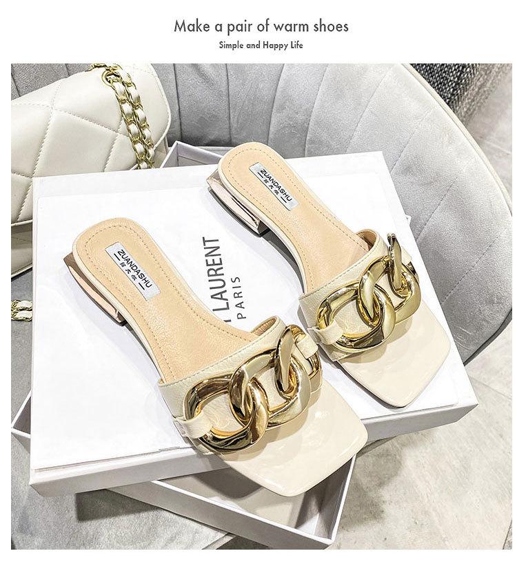2025 cool slippers women's retro chain flats niche sandals spring and summer new versatile outer slippers women's shoes