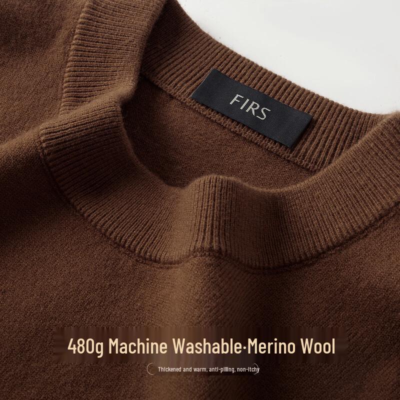 FIRS Men's Heavyweight 480G Machine Washable Round Neck Sweater