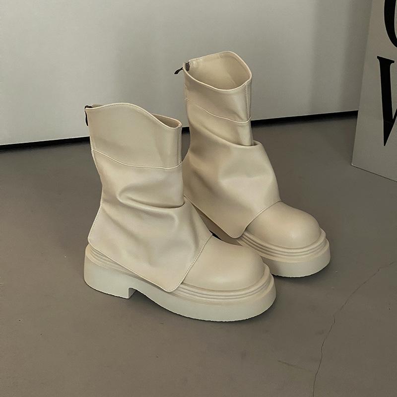 Korean version of British style platform Martin boots women's autumn fashion trend versatile trouser tube boots wedge heel fashion boots tide