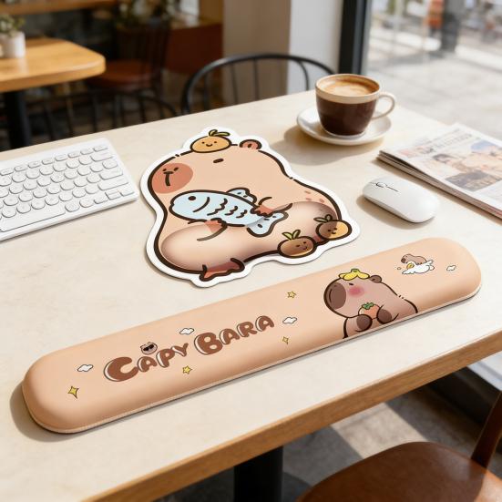 1/2Pcs Capybara Mouse Pad Keyboard Wrist Rest Non-Slip Rubber Base Mousepad Ergonomic Pain Relief Wrist Support Cushion PC Accessory